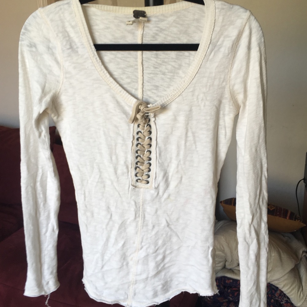 Cream- white colored long sleeve shirt